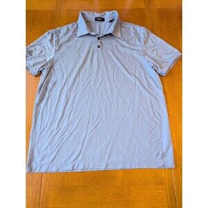 Theory Noran Polo Shirt Large Jersey Lyocell Blue Short Sleeve Luxury Minimalist